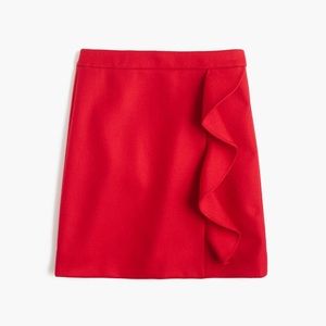 NWT RUFFLE MINI SKIRT IN DOUBLE-SERGE WOOL